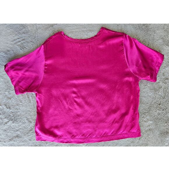 Michael Lauren Satin Top, 100% Viscose Satin, Koen Cosmos Violet, Sz S - Picture 7 of 9